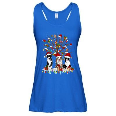 Border Collie Christmas Tree Funny Xmas Border Collie Dog Gift Ladies Essential Flowy Tank