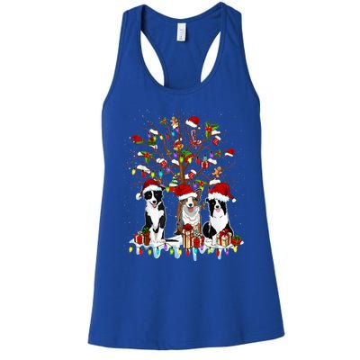 Border Collie Christmas Tree Funny Xmas Border Collie Dog Gift Women's Racerback Tank