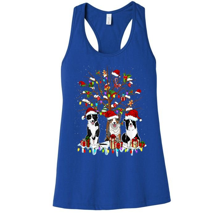 Border Collie Christmas Tree Funny Xmas Border Collie Dog Gift Women's Racerback Tank