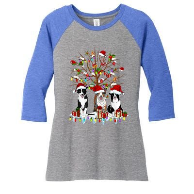 Border Collie Christmas Tree Funny Xmas Border Collie Dog Gift Women's Tri-Blend 3/4-Sleeve Raglan Shirt