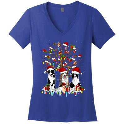 Border Collie Christmas Tree Funny Xmas Border Collie Dog Gift Women's V-Neck T-Shirt