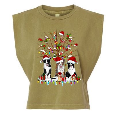 Border Collie Christmas Tree Funny Xmas Border Collie Dog Gift Garment-Dyed Women's Muscle Tee