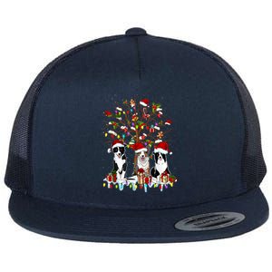 Border Collie Christmas Tree Funny Xmas Border Collie Dog Gift Flat Bill Trucker Hat