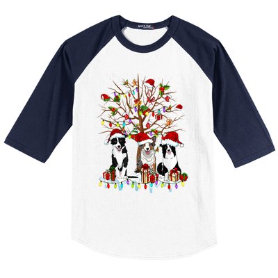 Border Collie Christmas Tree Funny Xmas Border Collie Dog Gift Baseball Sleeve Shirt