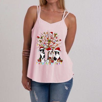 Border Collie Christmas Tree Funny Xmas Border Collie Dog Gift Women's Strappy Tank