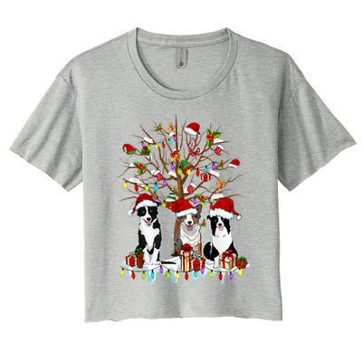 Border Collie Christmas Tree Funny Xmas Border Collie Dog Gift Women's Crop Top Tee