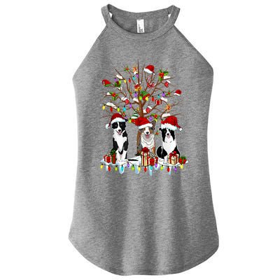 Border Collie Christmas Tree Funny Xmas Border Collie Dog Gift Women's Perfect Tri Rocker Tank