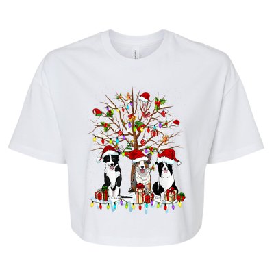 Border Collie Christmas Tree Funny Xmas Border Collie Dog Gift Bella+Canvas Jersey Crop Tee