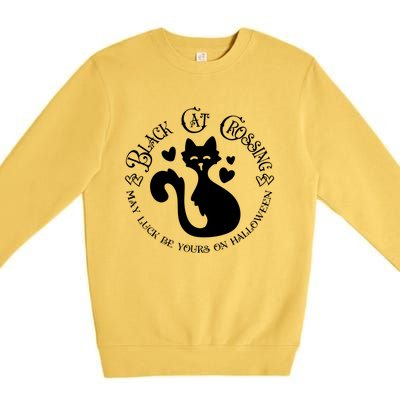 Black Cat Crossing Funny Graphic Tees And Funny Gift Premium Crewneck Sweatshirt