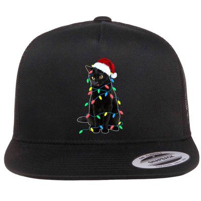 Black Cat Christmas Tree Lights Funny Santa Kitten Led Light Gift Flatbill Hat