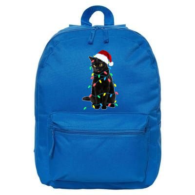 Black Cat Christmas Tree Lights Funny Santa Kitten Led Light Gift 16 in Basic Backpack