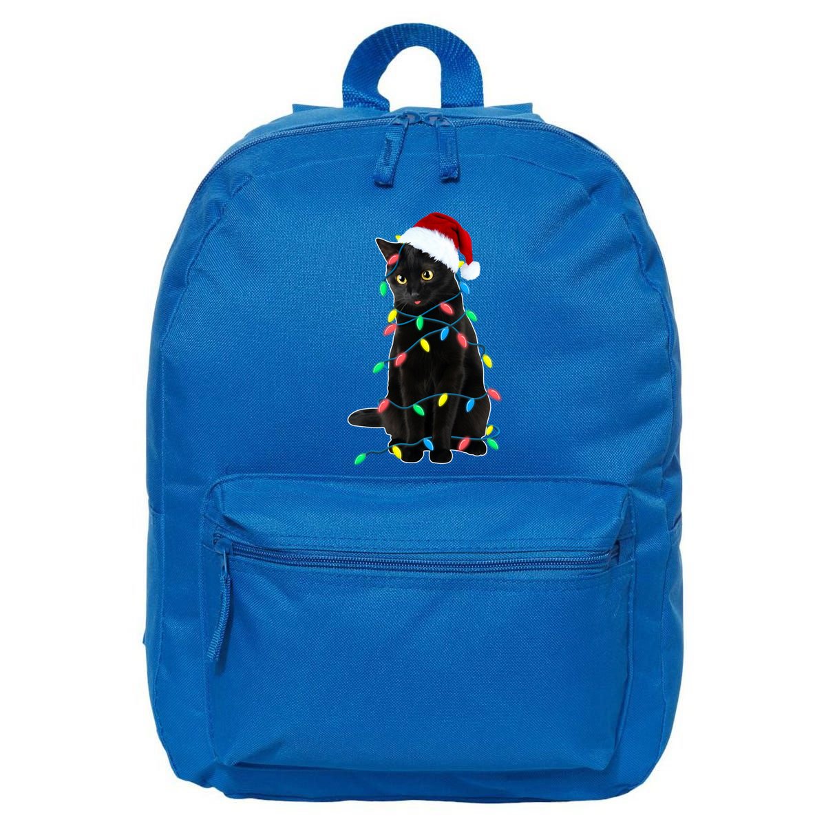 Black Cat Christmas Tree Lights Funny Santa Kitten Led Light Gift 16 in Basic Backpack