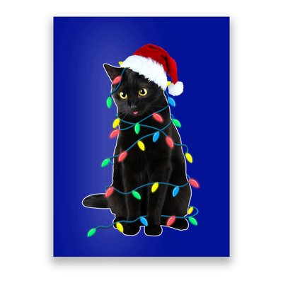 Black Cat Christmas Tree Lights Funny Santa Kitten Led Light Gift Poster
