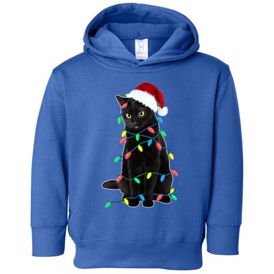 Black Cat Christmas Tree Lights Funny Santa Kitten Led Light Gift Toddler Hoodie