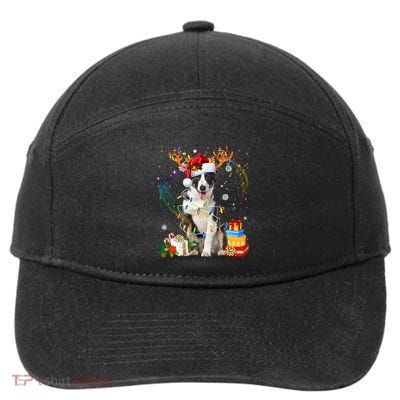 Border Collie Christmas Tree Light Pajama Dog Xmas Gift 7-Panel Snapback Hat