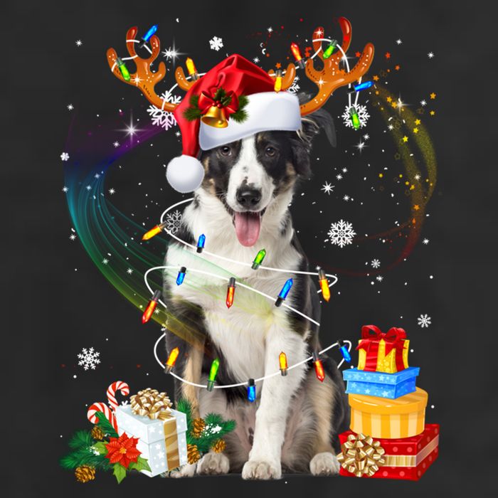 Border Collie Christmas Tree Light Pajama Dog Xmas Gift 11oz C Handle Ceramic Mug