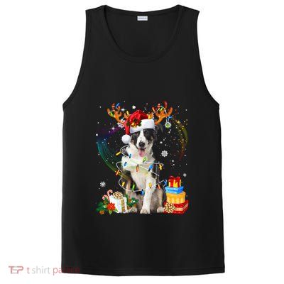 Border Collie Christmas Tree Light Pajama Dog Xmas Gift PosiCharge Competitor Tank