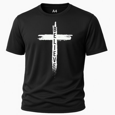 Believe Christian Cross Jesus Christ Christians Cooling Performance Crew T-Shirt