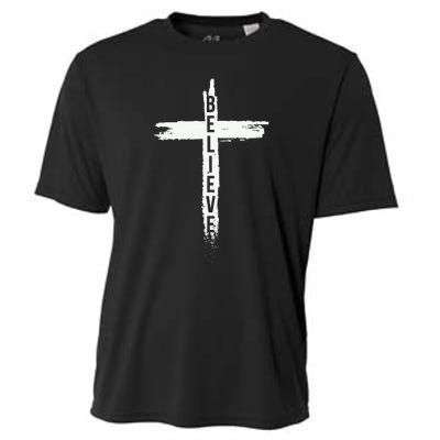 Believe Christian Cross Jesus Christ Christians Cooling Performance Crew T-Shirt