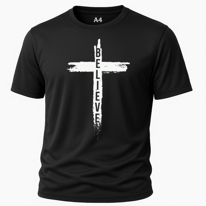Believe Christian Cross Jesus Christ Christians Cooling Performance Crew T-Shirt