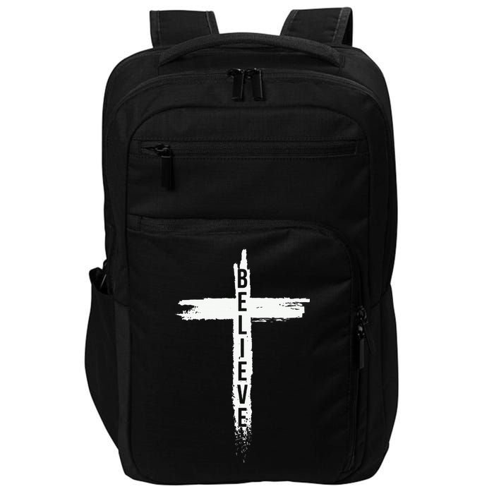 Believe Christian Cross Jesus Christ Christians Impact Tech Backpack