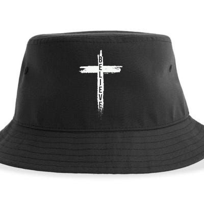 Believe Christian Cross Jesus Christ Christians Sustainable Bucket Hat