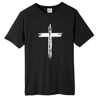 Believe Christian Cross Jesus Christ Christians Tall Fusion ChromaSoft Performance T-Shirt