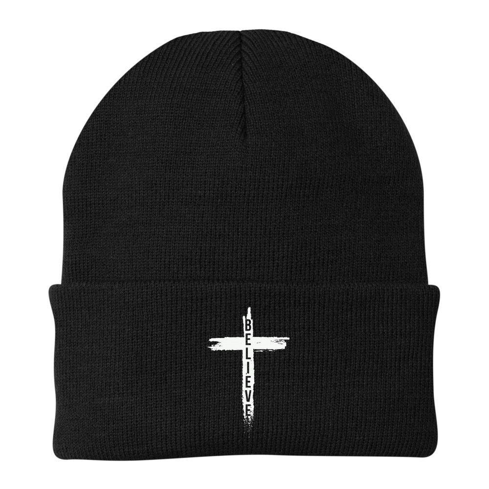 Believe Christian Cross Jesus Christ Christians Beanie