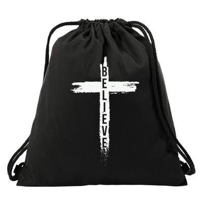 Believe Christian Cross Jesus Christ Christians Drawstring Bag