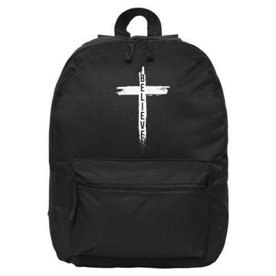Believe Christian Cross Jesus Christ Christians 16 in Basic Backpack