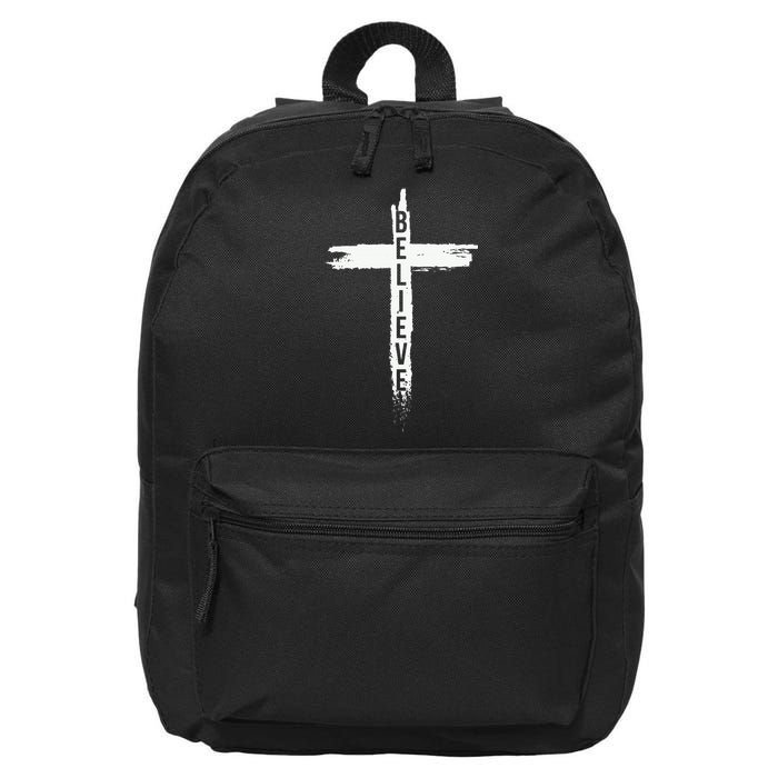 Believe Christian Cross Jesus Christ Christians 16 in Basic Backpack