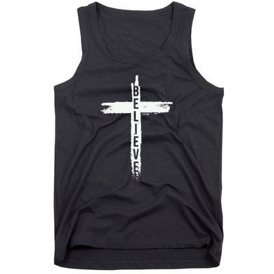 Believe Christian Cross Jesus Christ Christians Tank Top