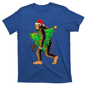 Bigfoot Carrying Christmas Tree Sasquatch Believer Pajama T-Shirt