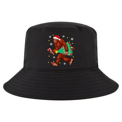 Bigfoot Carrying Christmas Tree Funny Xmas 2021 Sasquatch Cool Comfort Performance Bucket Hat