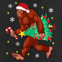 Bigfoot Carrying Christmas Tree Funny Xmas 2021 Sasquatch Cool Comfort Performance Bucket Hat