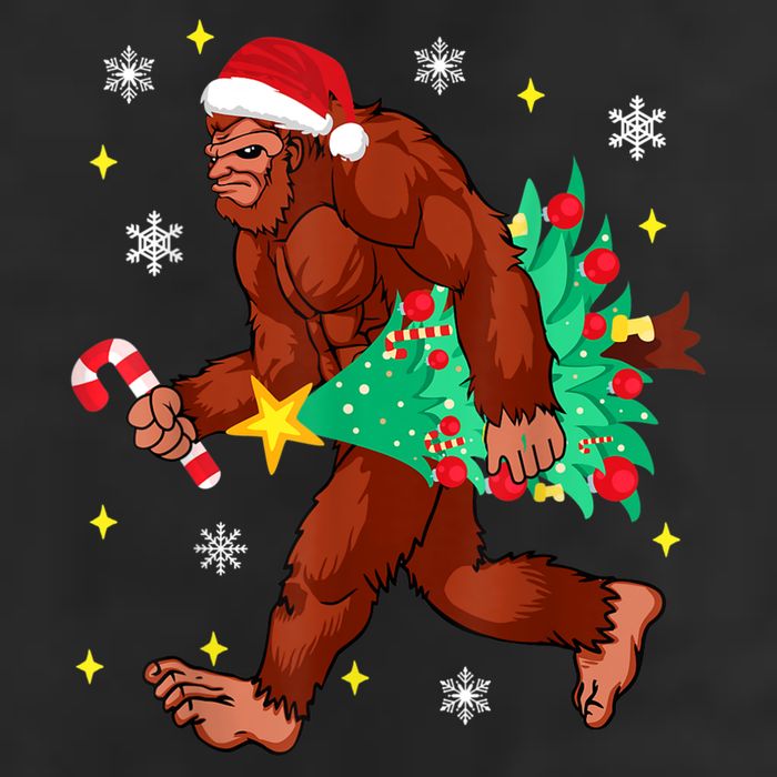 Bigfoot Carrying Christmas Tree Funny Xmas 2021 Sasquatch Cool Comfort Performance Bucket Hat