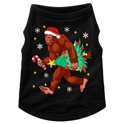 Bigfoot Carrying Christmas Tree Funny Xmas 2021 Sasquatch Doggie Tank