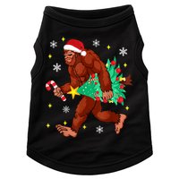 Bigfoot Carrying Christmas Tree Funny Xmas 2021 Sasquatch Doggie Tank