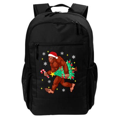 Bigfoot Carrying Christmas Tree Funny Xmas 2021 Sasquatch Backpack