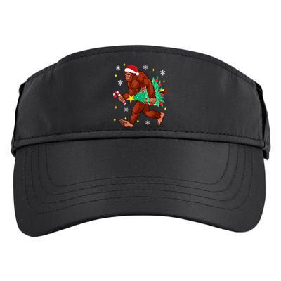 Bigfoot Carrying Christmas Tree Funny Xmas 2021 Sasquatch Adult Drive Performance Visor