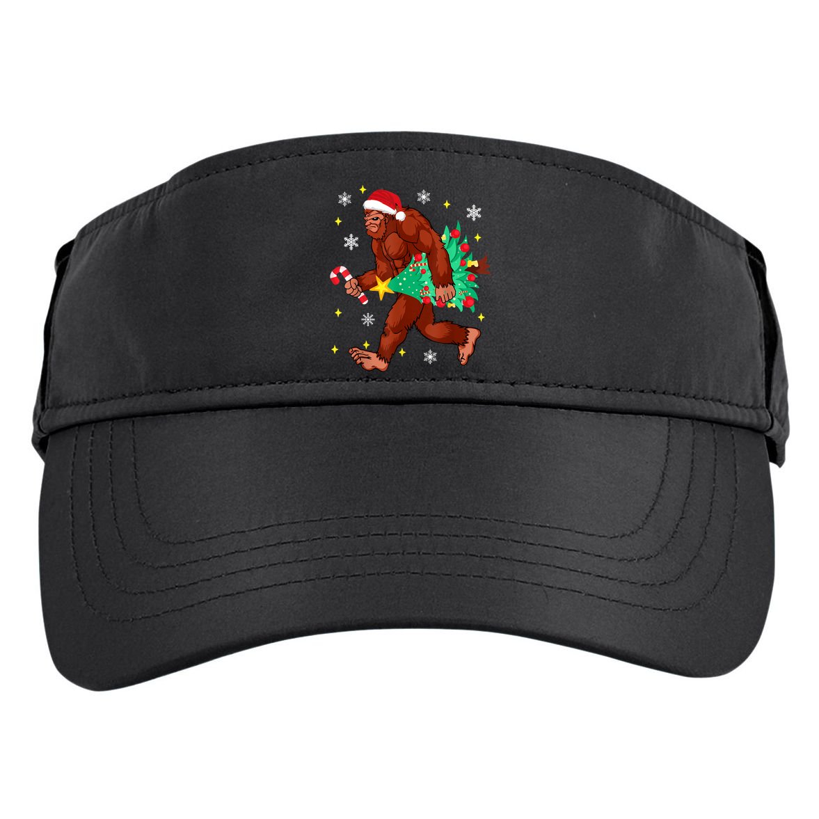 Bigfoot Carrying Christmas Tree Funny Xmas 2021 Sasquatch Adult Drive Performance Visor