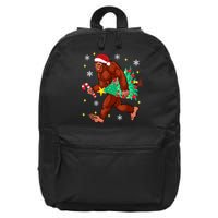 Bigfoot Carrying Christmas Tree Funny Xmas 2021 Sasquatch 16 in Basic Backpack