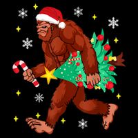 Bigfoot Carrying Christmas Tree Funny Xmas 2021 Sasquatch 16 in Basic Backpack