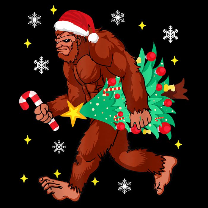 Bigfoot Carrying Christmas Tree Funny Xmas 2021 Sasquatch 16 in Basic Backpack