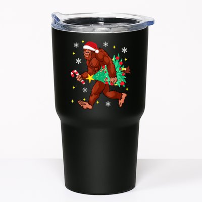 Bigfoot Carrying Christmas Tree Funny Xmas 2021 Sasquatch Tumbler