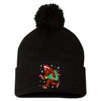 Bigfoot Carrying Christmas Tree Funny Xmas 2021 Sasquatch Pom Pom 12in Knit Beanie
