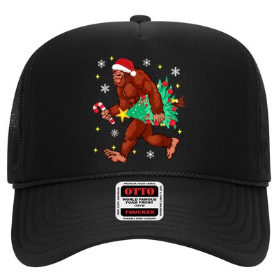 Bigfoot Carrying Christmas Tree Funny Xmas 2021 Sasquatch Trucker Hat