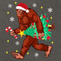 Bigfoot Carrying Christmas Tree Funny Xmas 2021 Sasquatch Cotton Canvas Backpack