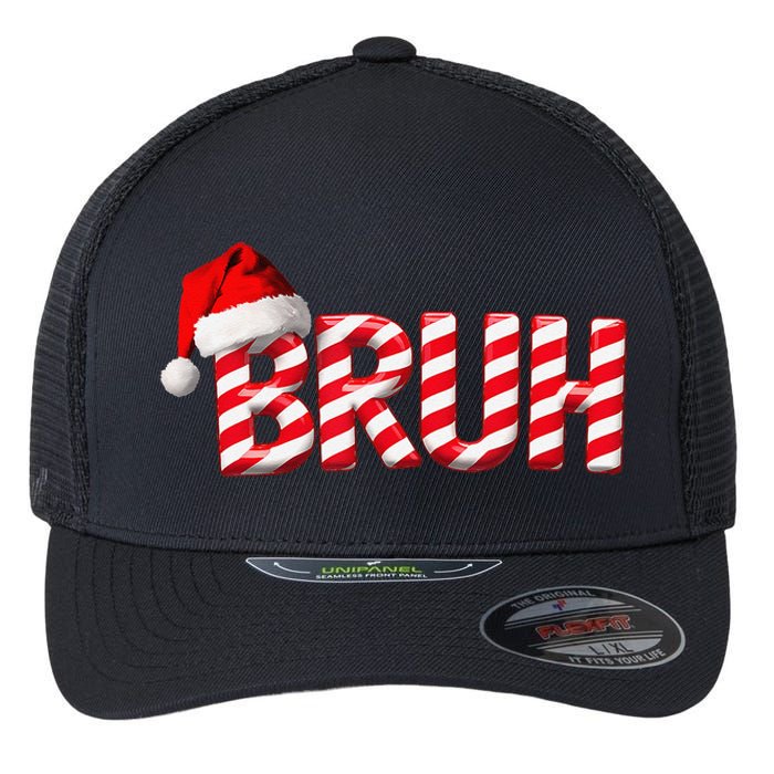 Bruh Christmas Candy Cane Funny Xmas Bruh Gift Flexfit Unipanel Trucker Cap