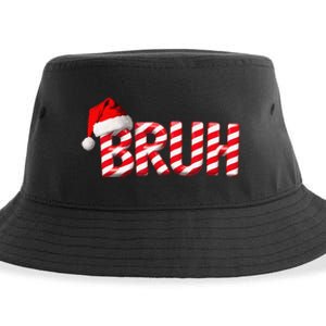 Bruh Christmas Candy Cane Funny Xmas Bruh Gift Sustainable Bucket Hat